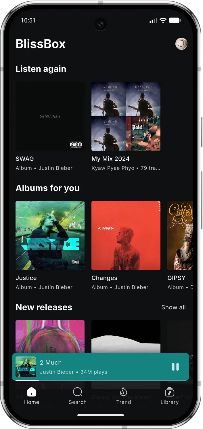 BlissBox Home Screen